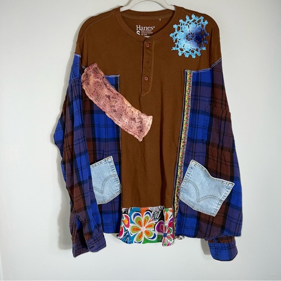 Handmade Upcycled Art To Wear Top Tunic-Patchwork-Boho-One Size - Picture 2 of 8